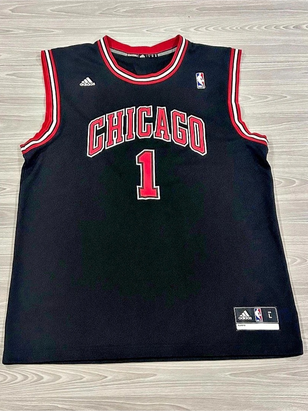 Adidas 2012 Chicago Bulls Derrick Rose #1 Jersey Black Swingman Mens Size Large
